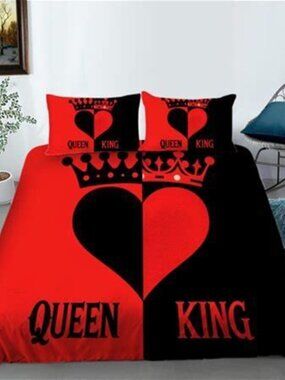 NWT King/Queen Duvet Cover with 2 matching pillowcases!  Black & Red King Sized!